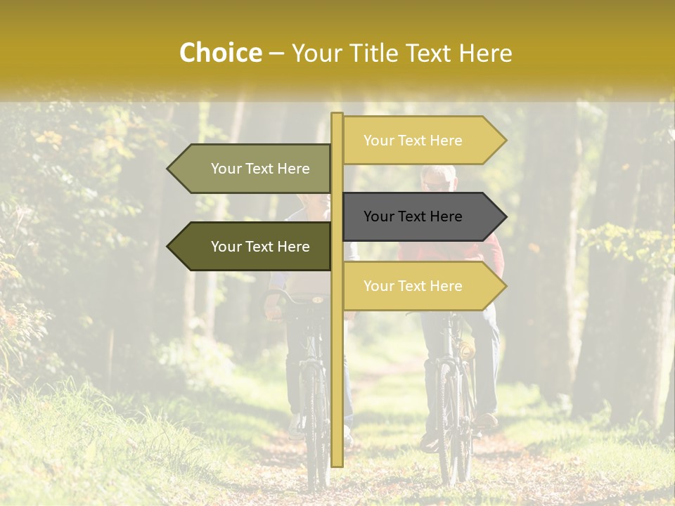 A Couple Of People Riding Bikes Down A Road PowerPoint Template