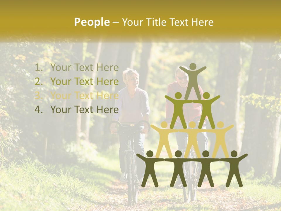 A Couple Of People Riding Bikes Down A Road PowerPoint Template