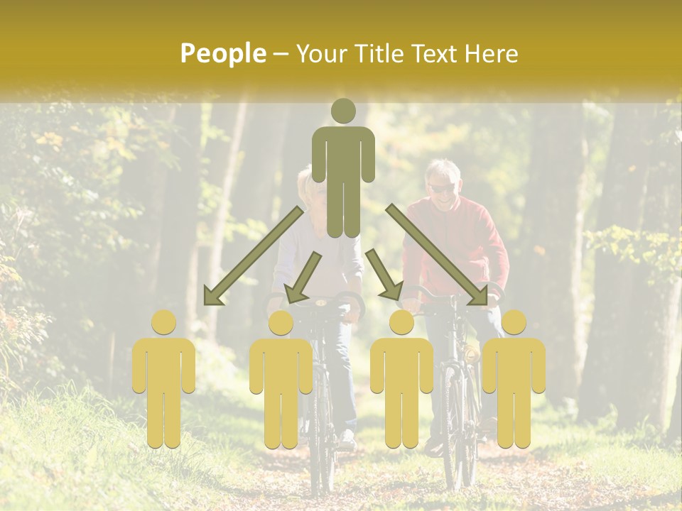 A Couple Of People Riding Bikes Down A Road PowerPoint Template