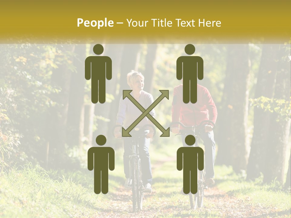 A Couple Of People Riding Bikes Down A Road PowerPoint Template
