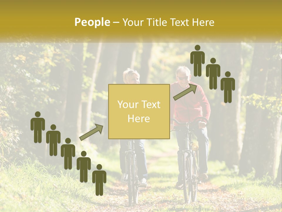 A Couple Of People Riding Bikes Down A Road PowerPoint Template