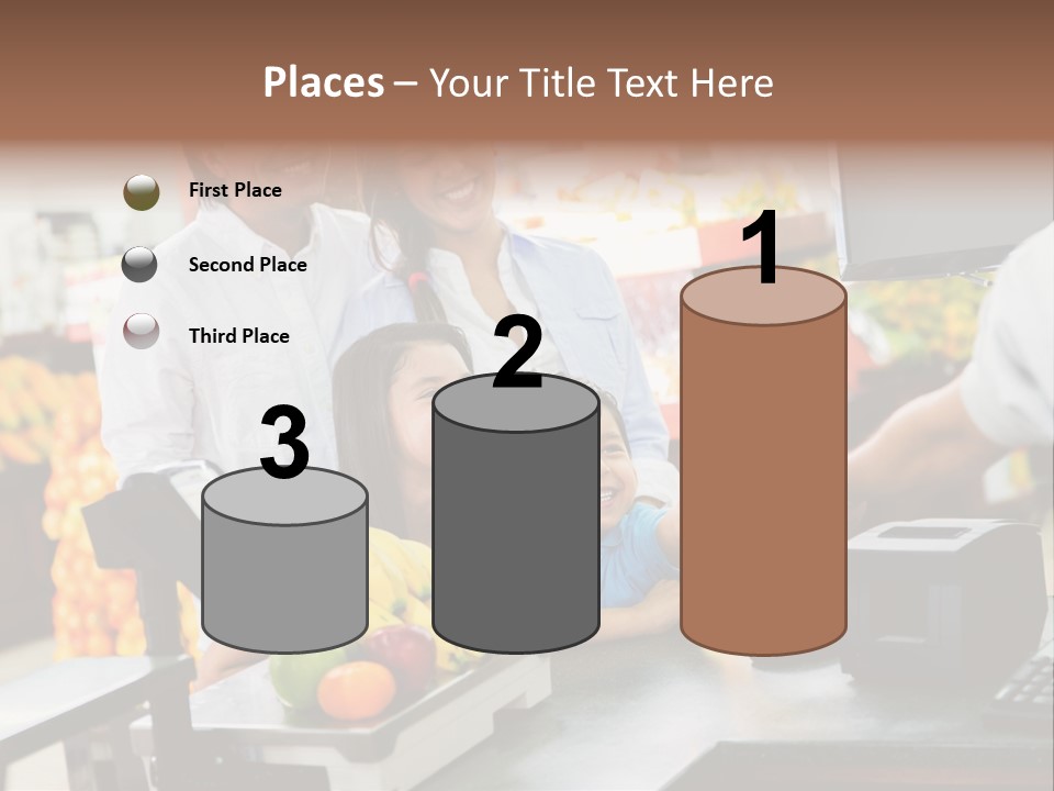 A Group Of People Standing Around A Cash Register PowerPoint Template