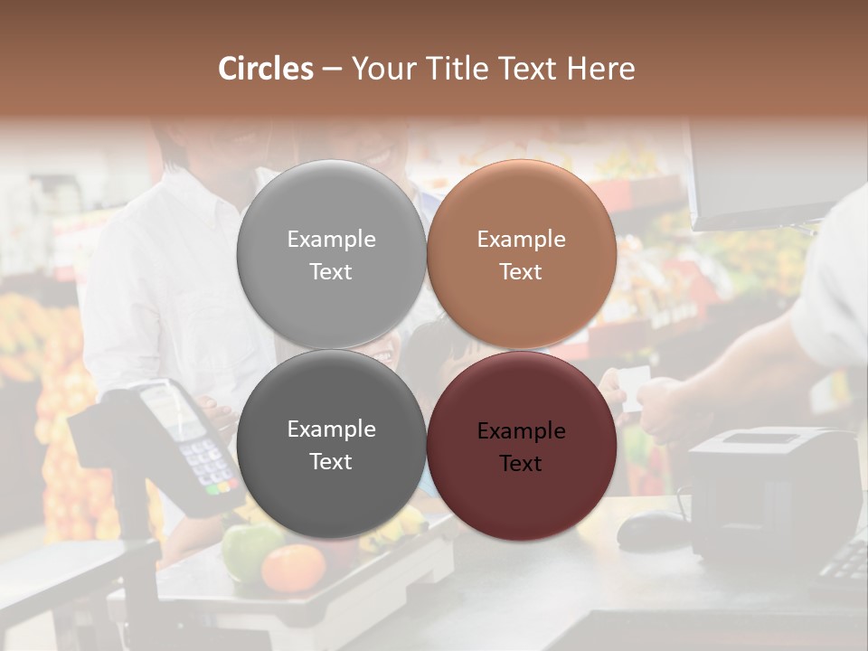 A Group Of People Standing Around A Cash Register PowerPoint Template