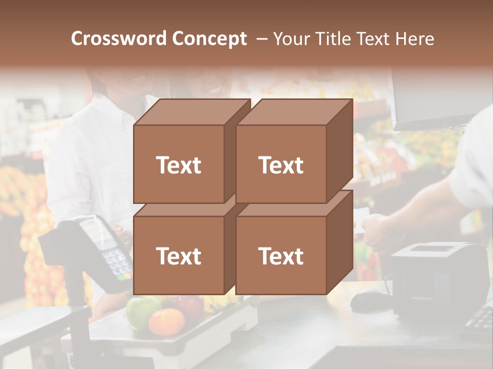 A Group Of People Standing Around A Cash Register PowerPoint Template