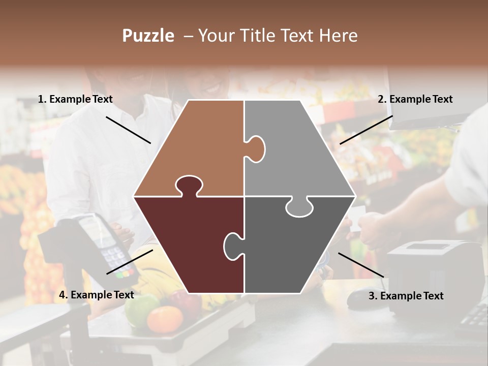 A Group Of People Standing Around A Cash Register PowerPoint Template