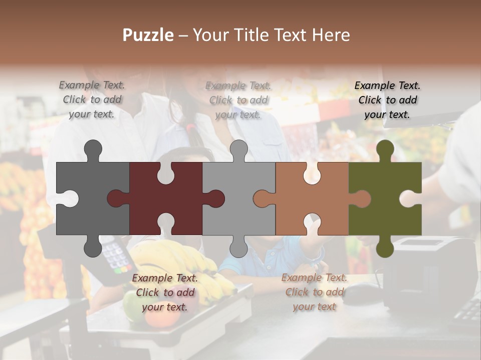 A Group Of People Standing Around A Cash Register PowerPoint Template