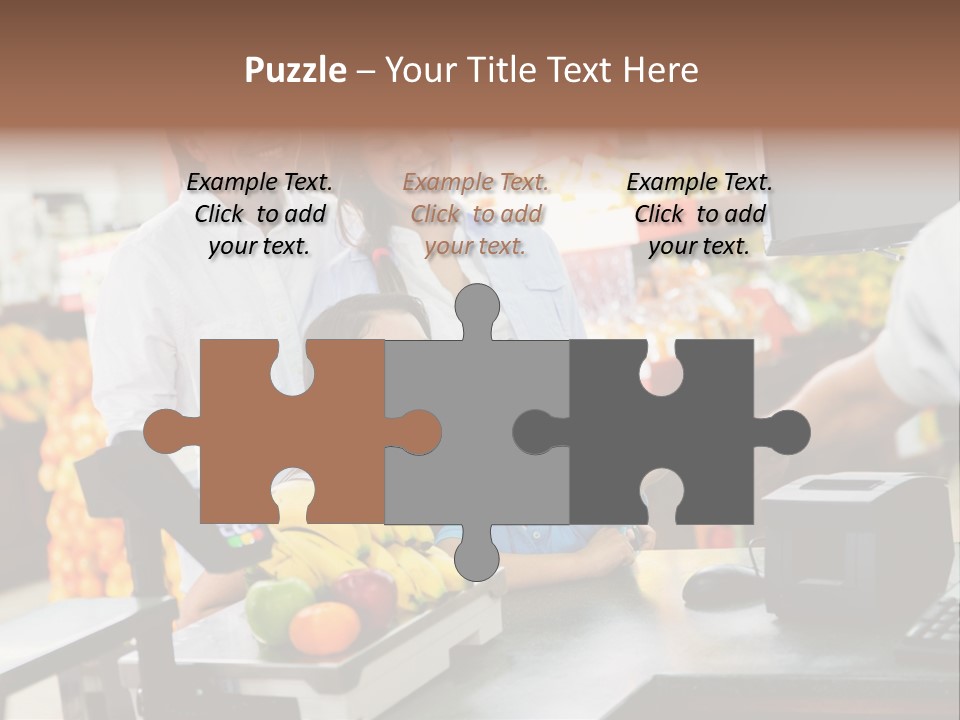 A Group Of People Standing Around A Cash Register PowerPoint Template