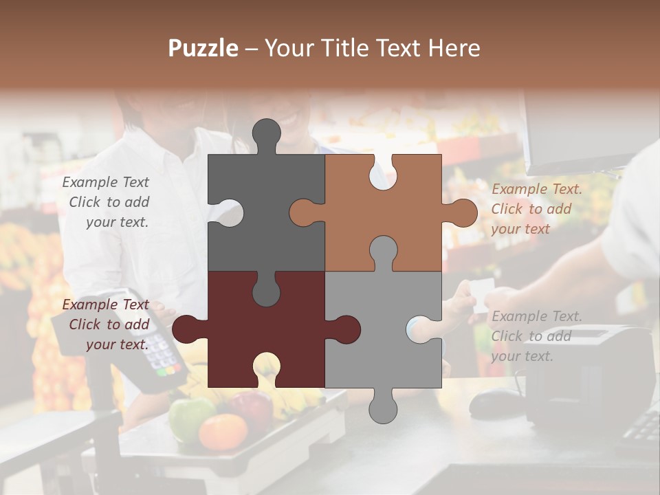 A Group Of People Standing Around A Cash Register PowerPoint Template