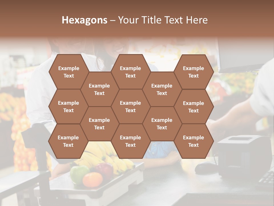 A Group Of People Standing Around A Cash Register PowerPoint Template