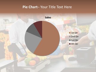 A Group Of People Standing Around A Cash Register PowerPoint Template