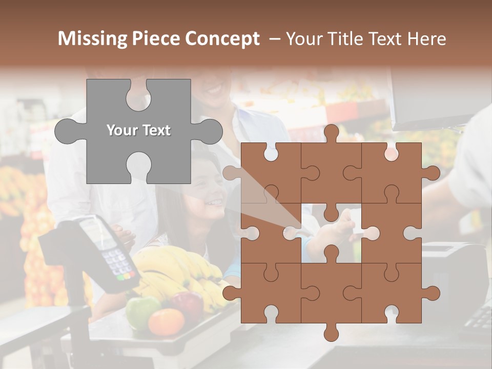 A Group Of People Standing Around A Cash Register PowerPoint Template