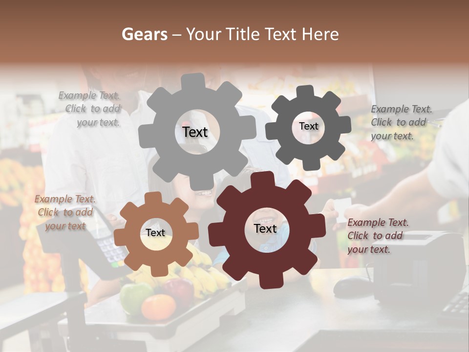 A Group Of People Standing Around A Cash Register PowerPoint Template