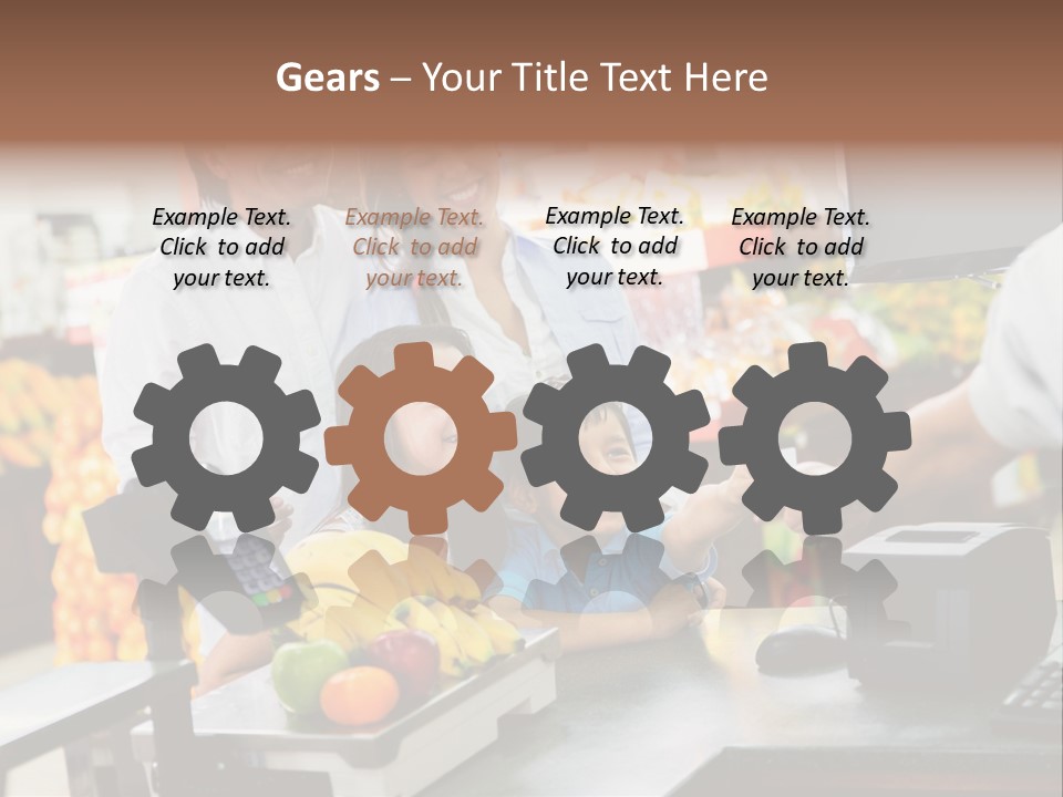 A Group Of People Standing Around A Cash Register PowerPoint Template