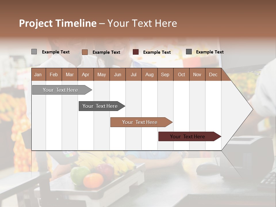 A Group Of People Standing Around A Cash Register PowerPoint Template