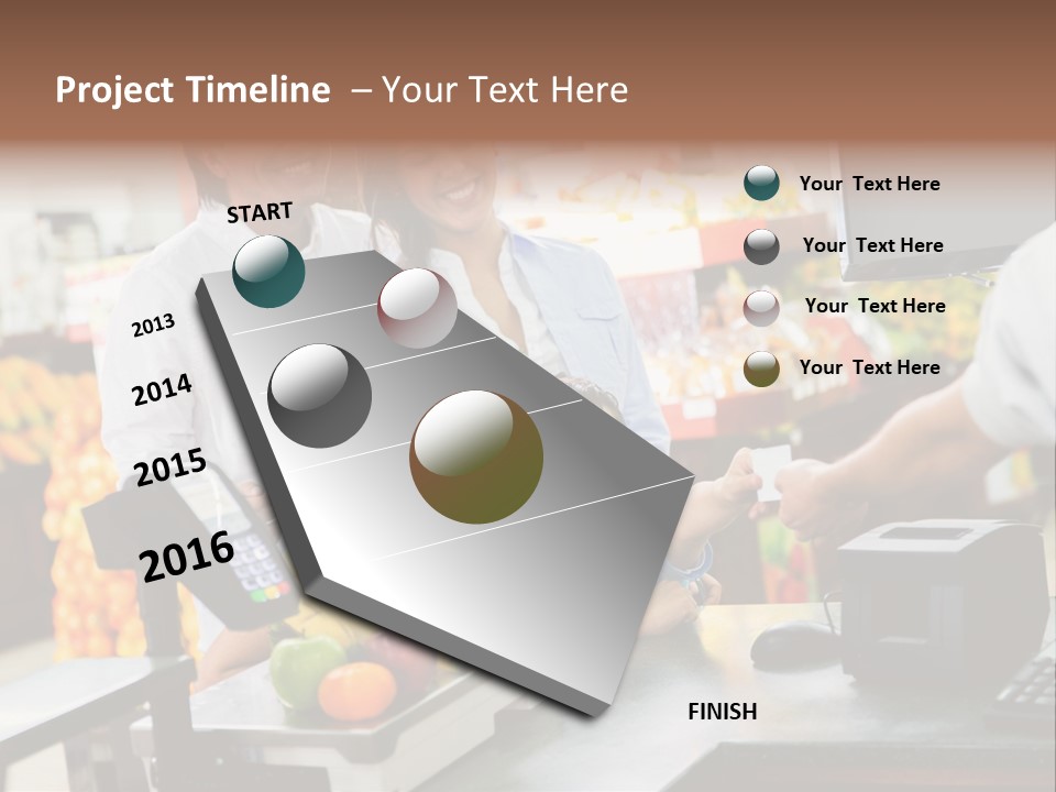A Group Of People Standing Around A Cash Register PowerPoint Template
