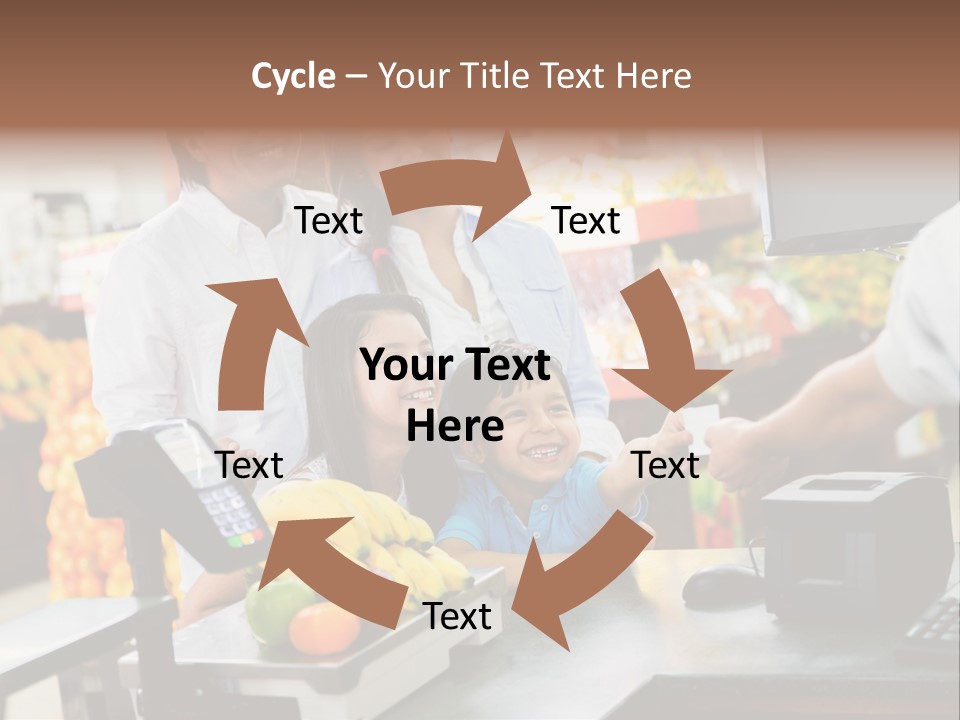 A Group Of People Standing Around A Cash Register PowerPoint Template