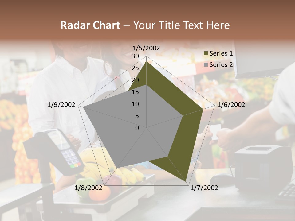 A Group Of People Standing Around A Cash Register PowerPoint Template