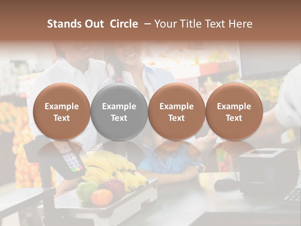 A Group Of People Standing Around A Cash Register PowerPoint Template
