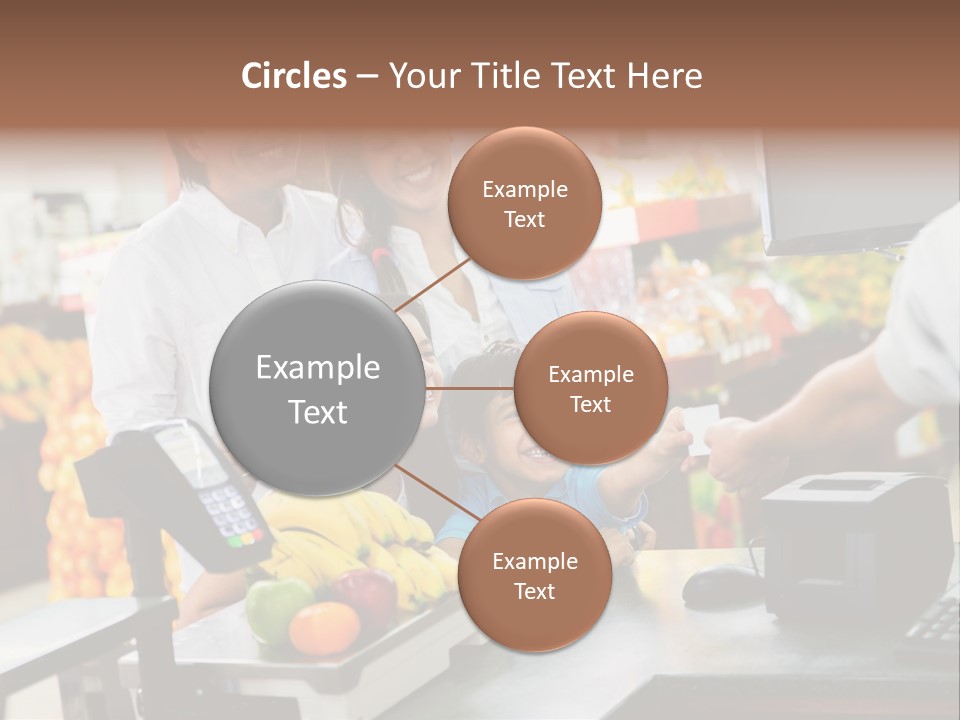 A Group Of People Standing Around A Cash Register PowerPoint Template