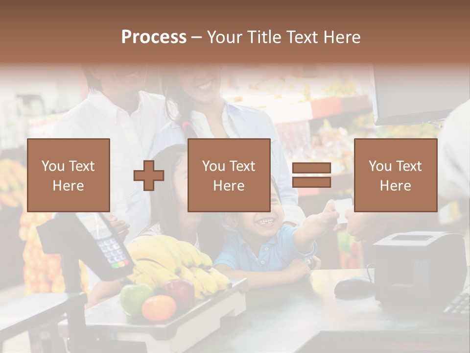 A Group Of People Standing Around A Cash Register PowerPoint Template