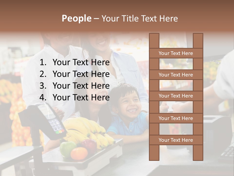 A Group Of People Standing Around A Cash Register PowerPoint Template