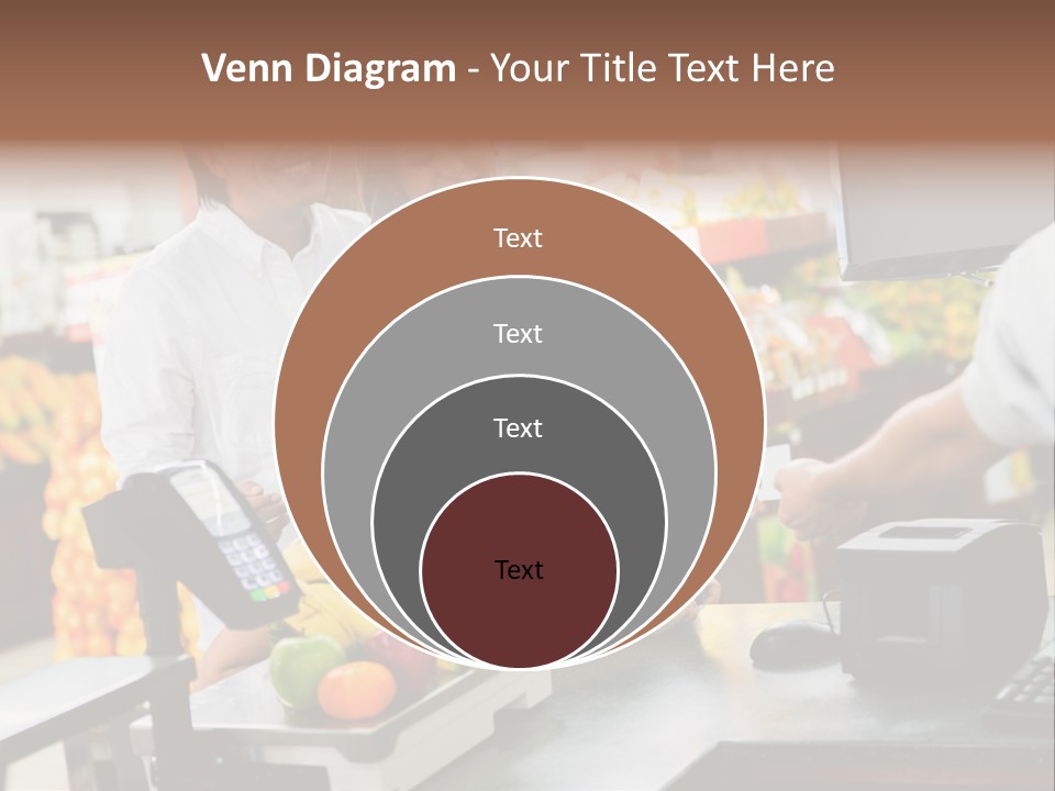 A Group Of People Standing Around A Cash Register PowerPoint Template