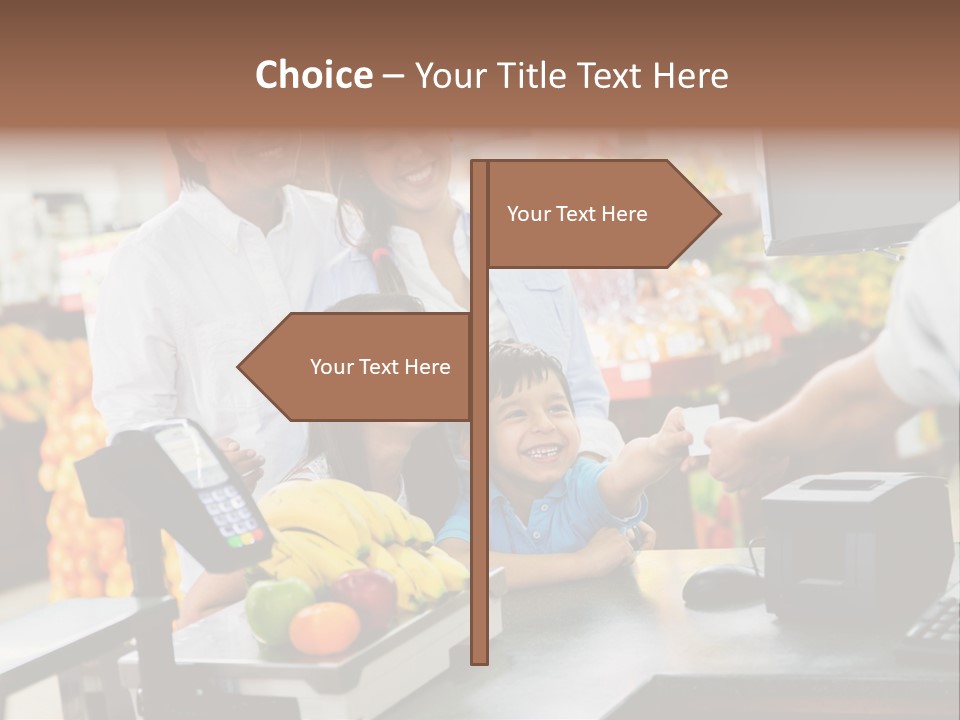 A Group Of People Standing Around A Cash Register PowerPoint Template