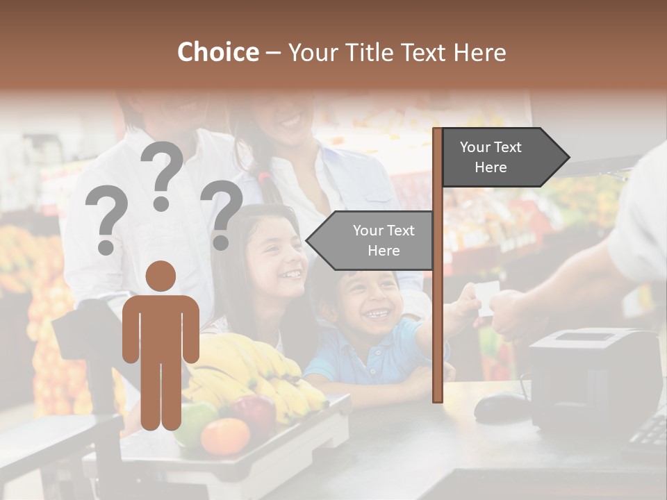 A Group Of People Standing Around A Cash Register PowerPoint Template
