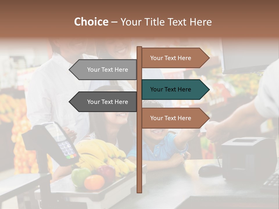 A Group Of People Standing Around A Cash Register PowerPoint Template
