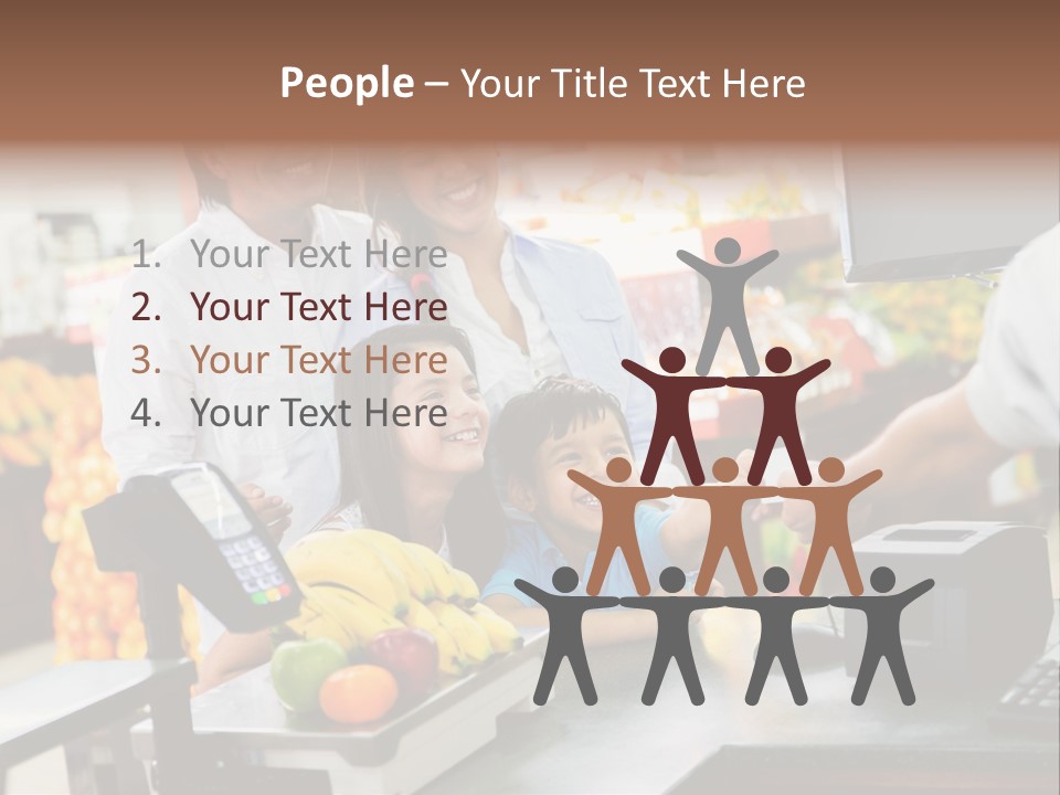 A Group Of People Standing Around A Cash Register PowerPoint Template