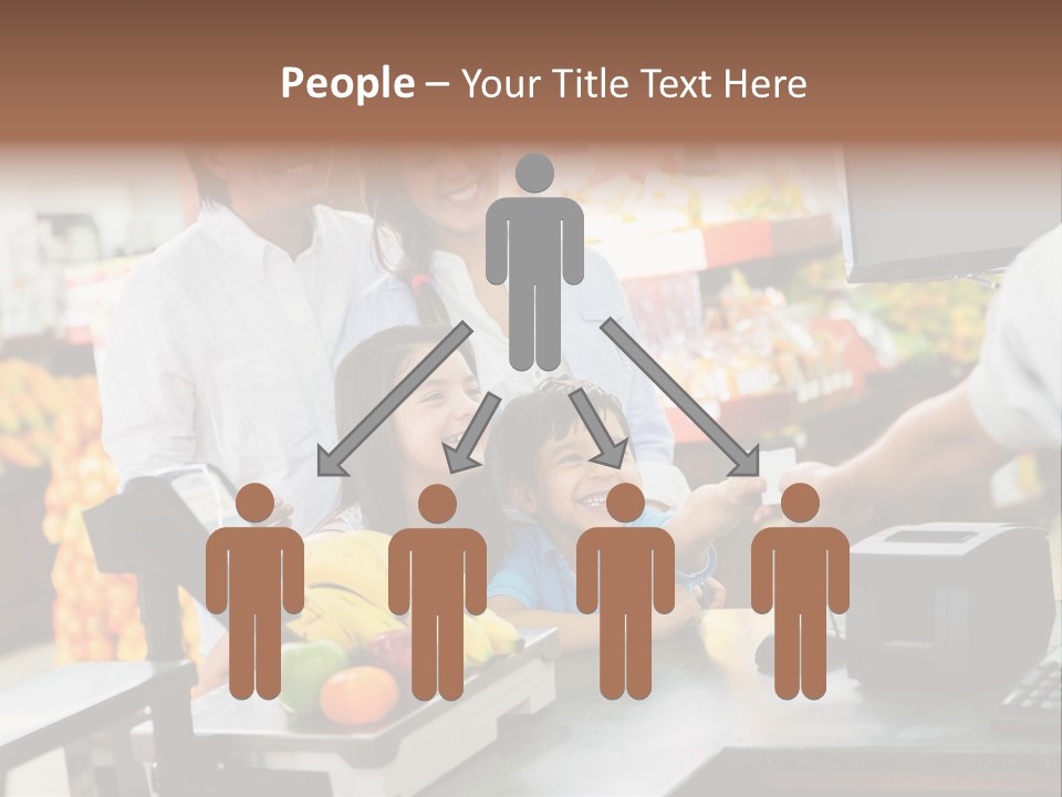 A Group Of People Standing Around A Cash Register PowerPoint Template