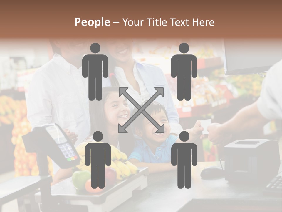 A Group Of People Standing Around A Cash Register PowerPoint Template
