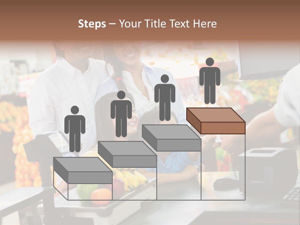 A Group Of People Standing Around A Cash Register PowerPoint Template