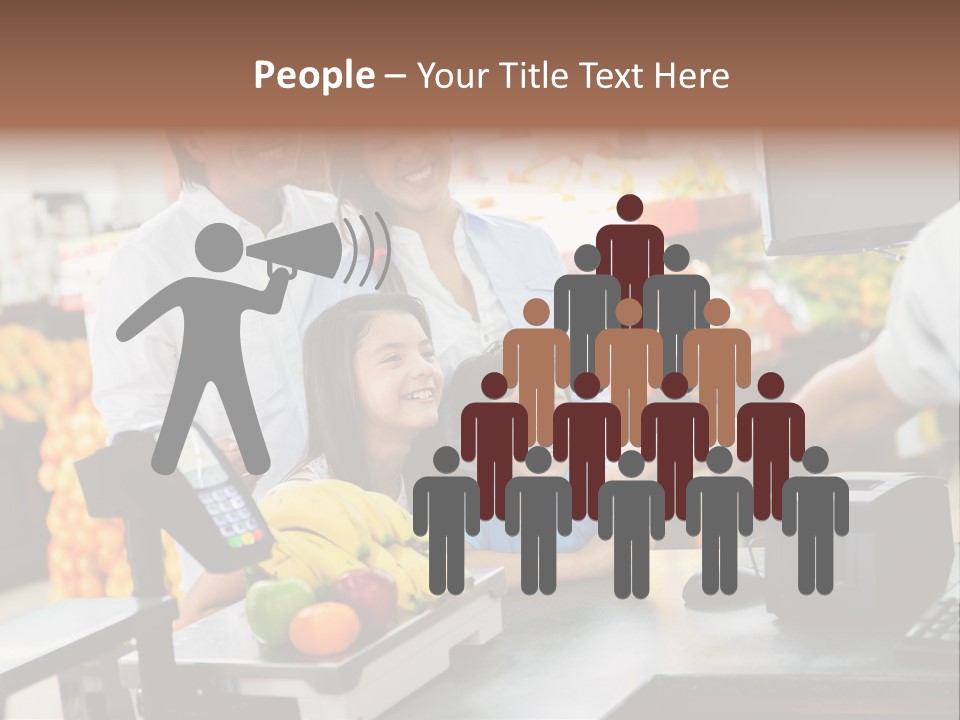 A Group Of People Standing Around A Cash Register PowerPoint Template