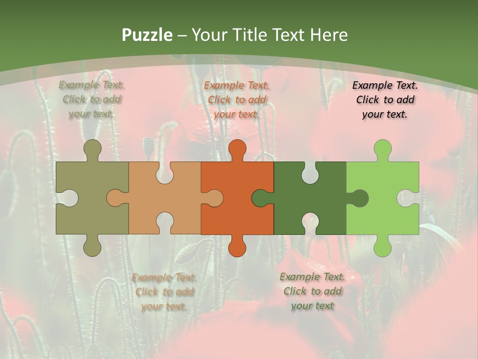 A Field Of Red Flowers With A Green Background PowerPoint Template