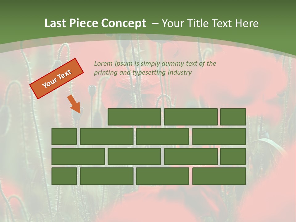 A Field Of Red Flowers With A Green Background PowerPoint Template