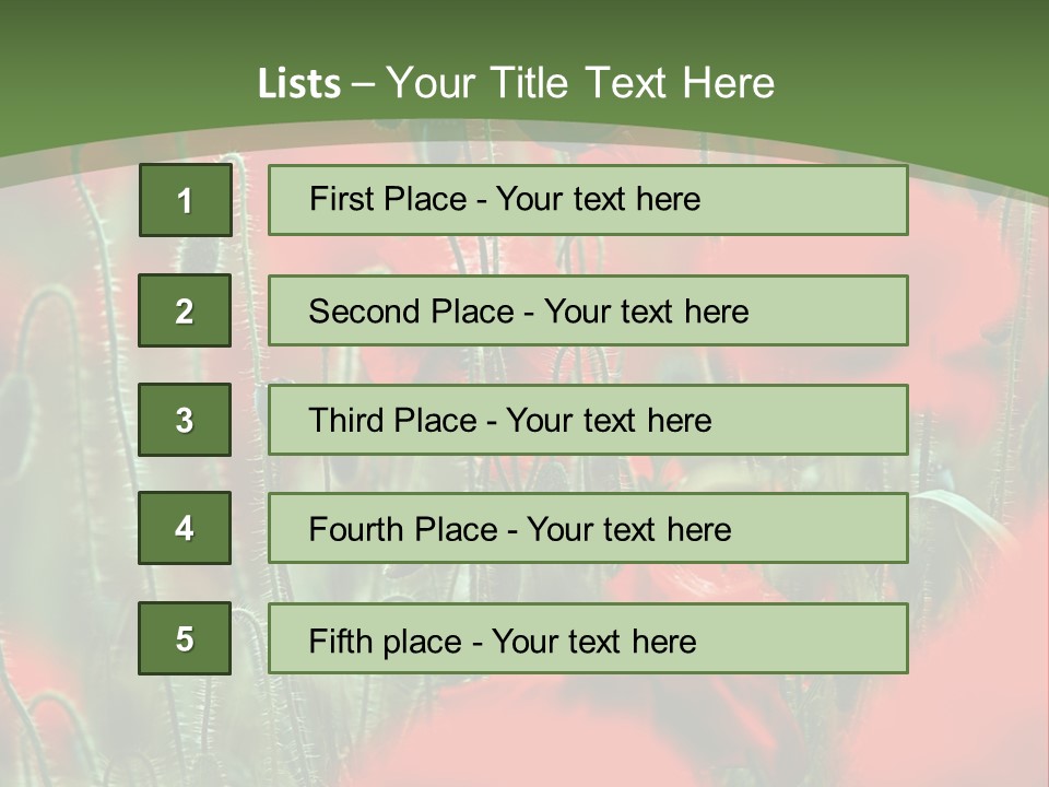 A Field Of Red Flowers With A Green Background PowerPoint Template