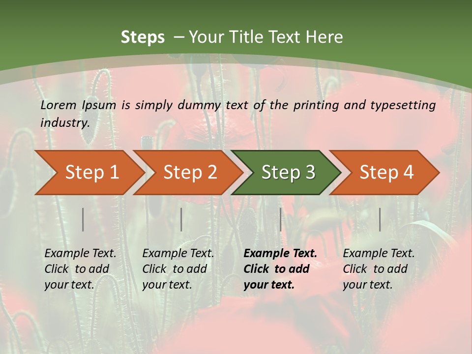 A Field Of Red Flowers With A Green Background PowerPoint Template