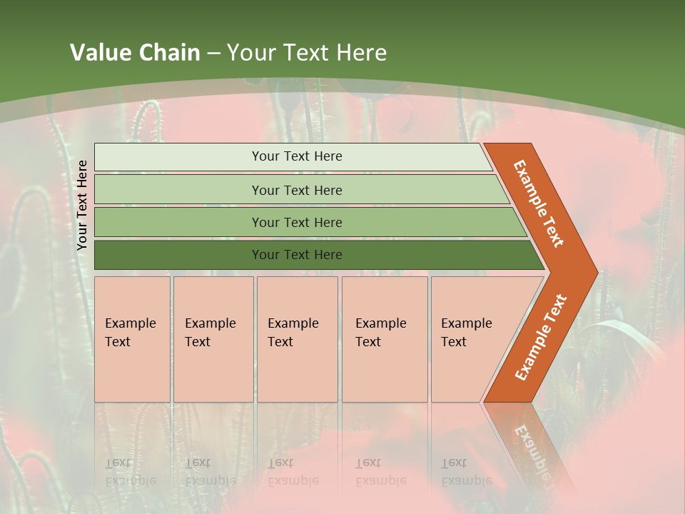A Field Of Red Flowers With A Green Background PowerPoint Template