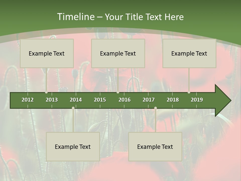 A Field Of Red Flowers With A Green Background PowerPoint Template