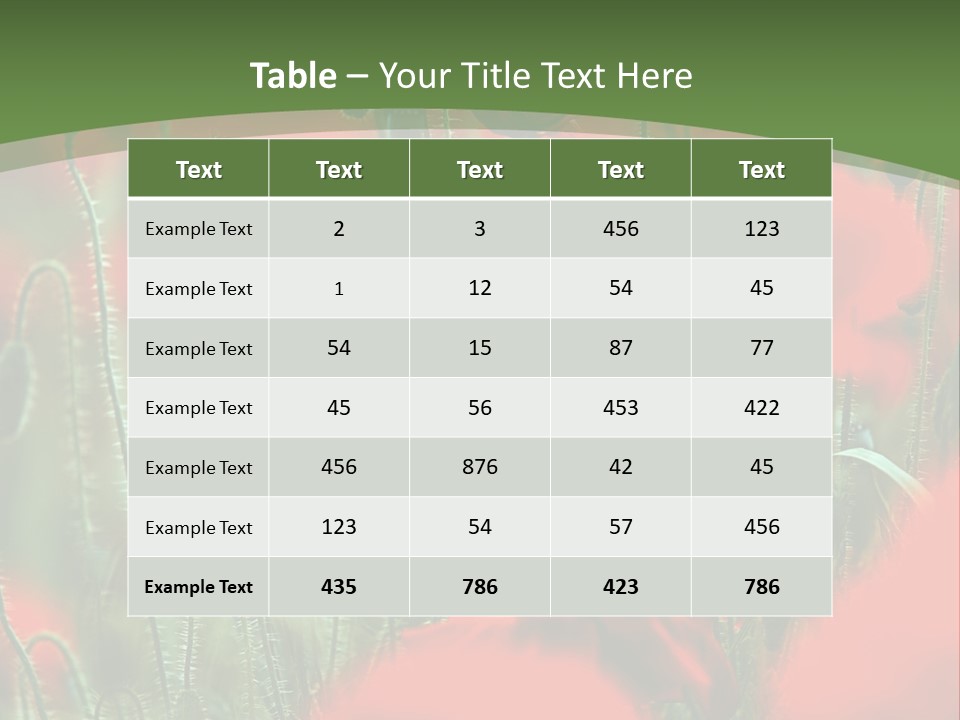 A Field Of Red Flowers With A Green Background PowerPoint Template