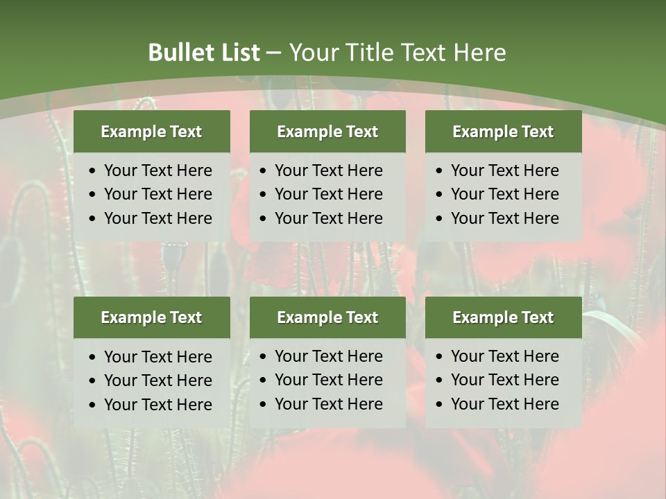A Field Of Red Flowers With A Green Background PowerPoint Template