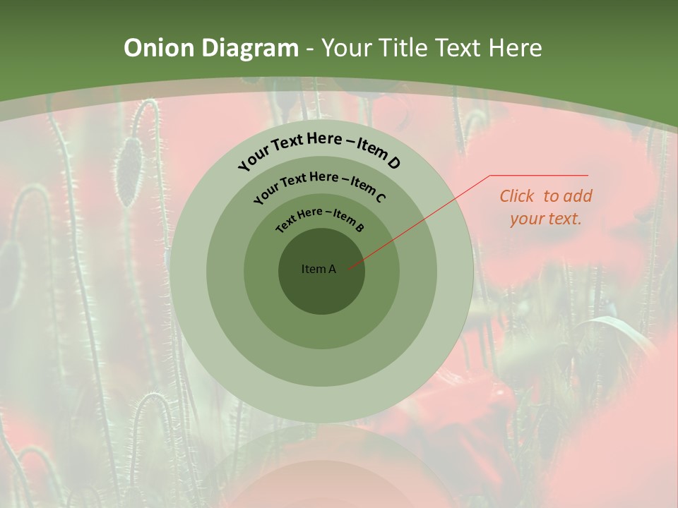 A Field Of Red Flowers With A Green Background PowerPoint Template