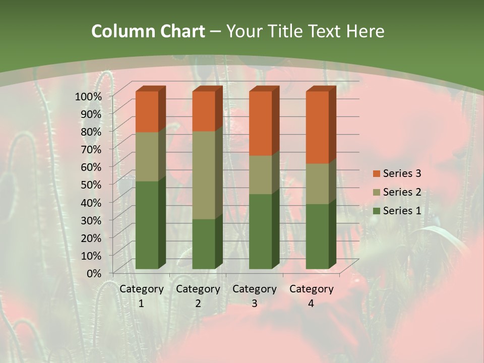 A Field Of Red Flowers With A Green Background PowerPoint Template