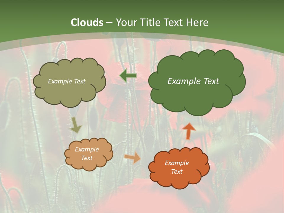 A Field Of Red Flowers With A Green Background PowerPoint Template