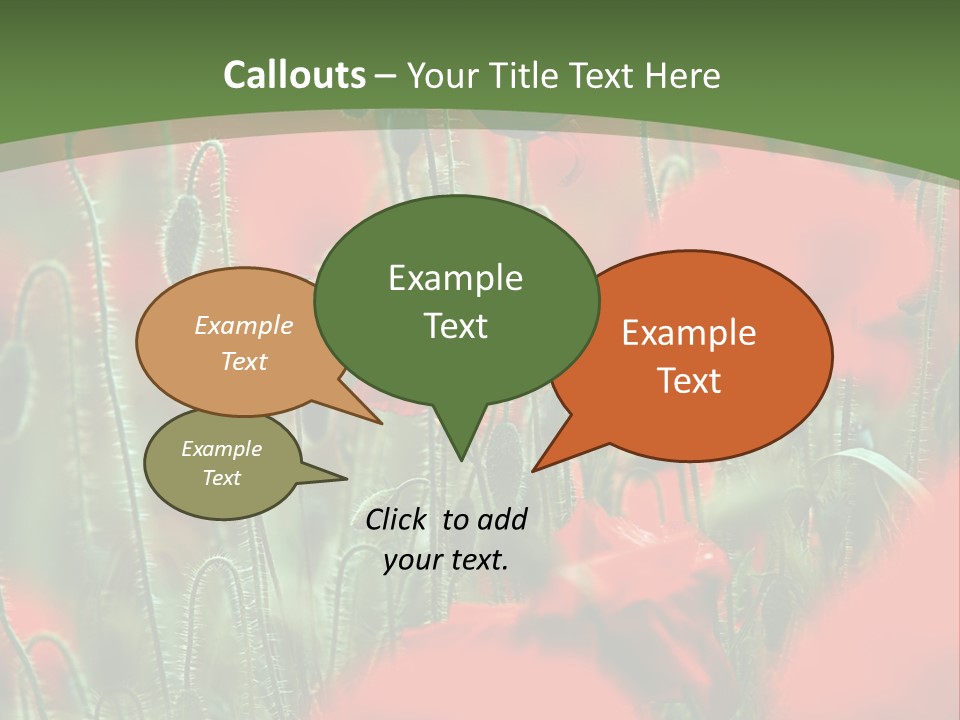 A Field Of Red Flowers With A Green Background PowerPoint Template