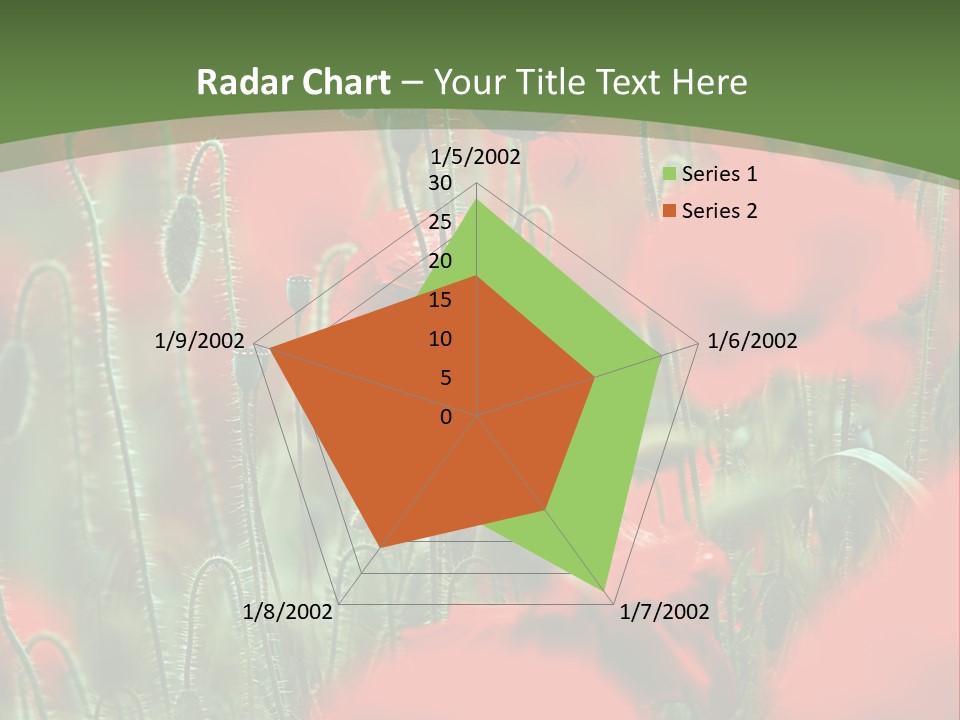 A Field Of Red Flowers With A Green Background PowerPoint Template
