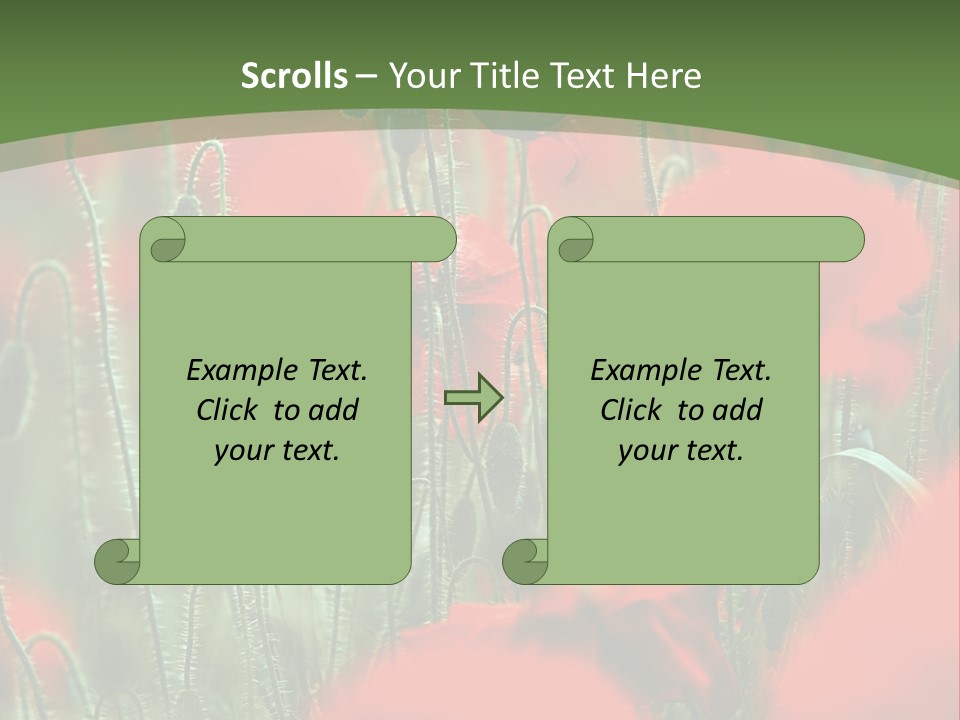 A Field Of Red Flowers With A Green Background PowerPoint Template