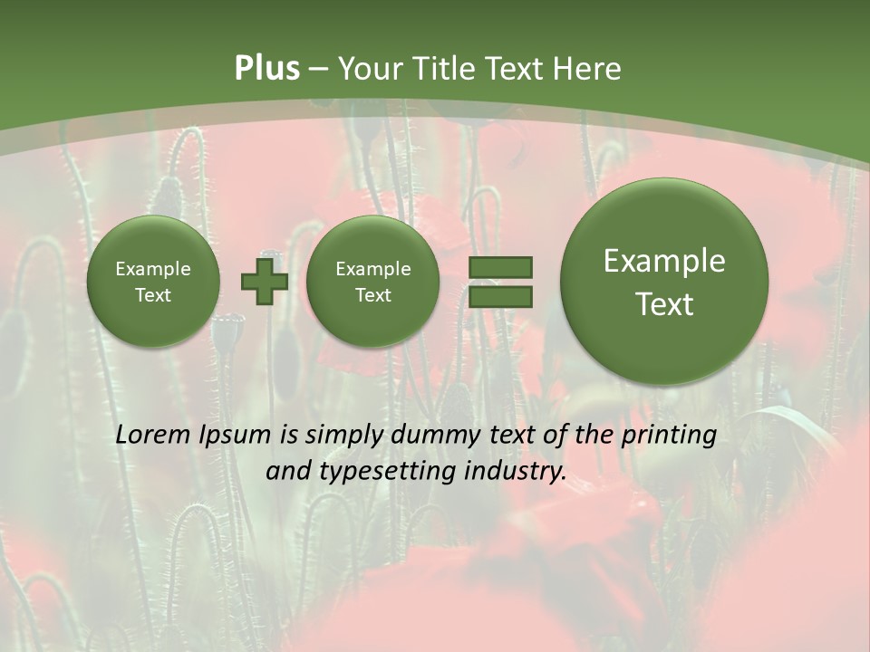 A Field Of Red Flowers With A Green Background PowerPoint Template