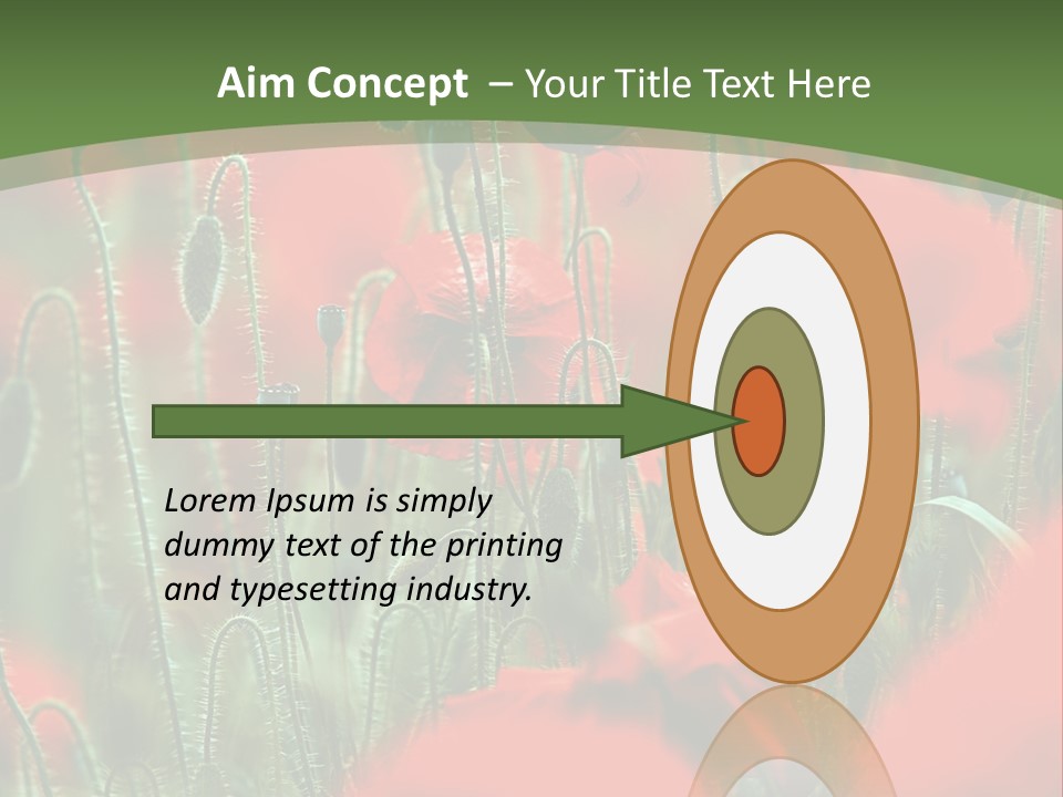 A Field Of Red Flowers With A Green Background PowerPoint Template